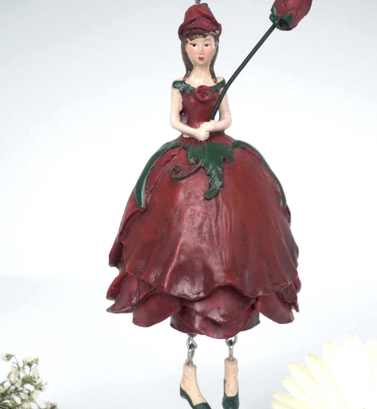 Deko Figur Blumenmädchen Rosenmädchen Rot zum Hängen – Bild 6