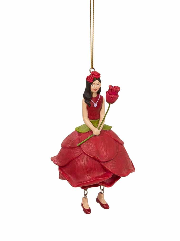 Deko Figur Blumenmädchen Rosenmädchen zum Hängen Rot