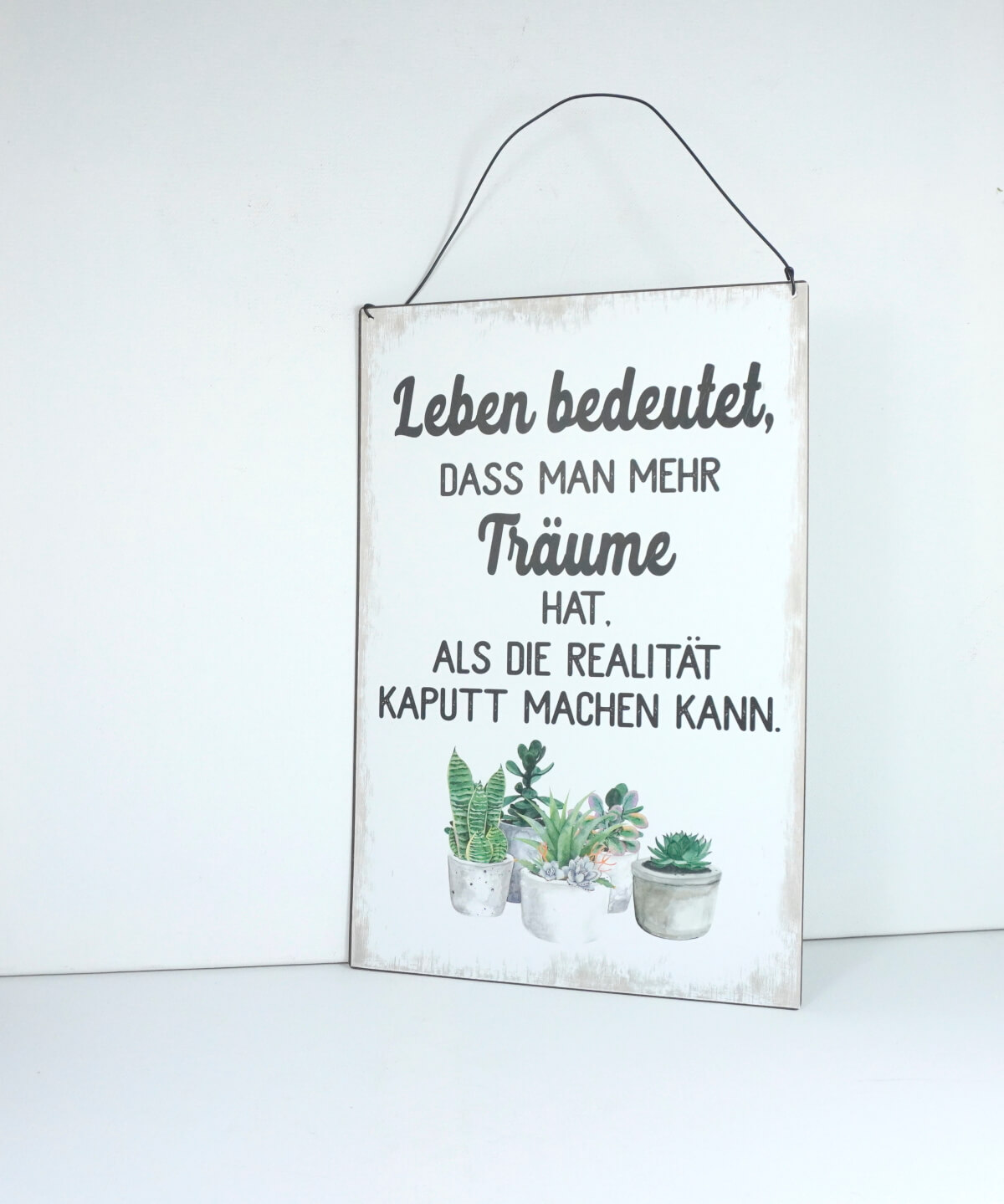 Deko Blechschild Leben bedeutet Dass Man Mehr Träume Hat, Als Die Realität Kaputt Machen Kann.