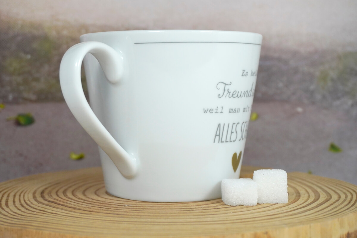 Krasilnikoff Kaffeebecher Henkelbecher Es heißt Freundschaft weil man mit Freunden ALLES schafft