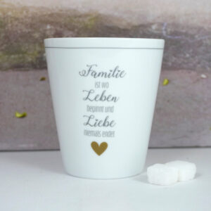 Krasilnikoff Kaffeebecher Mug Familie ist wo Leben beginnt und Liebe niemals endet