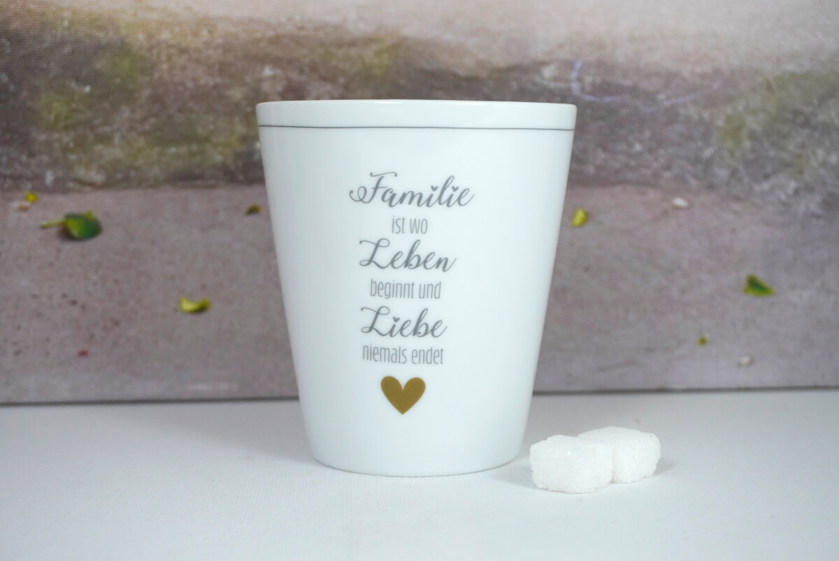 Krasilnikoff Kaffeebecher Mug Familie ist wo Leben beginnt und Liebe niemals endet