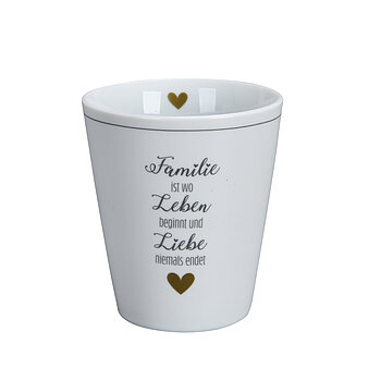 Krasilnikoff Kaffeebecher Mug Familie ist wo Leben beginnt und Liebe niemals endet