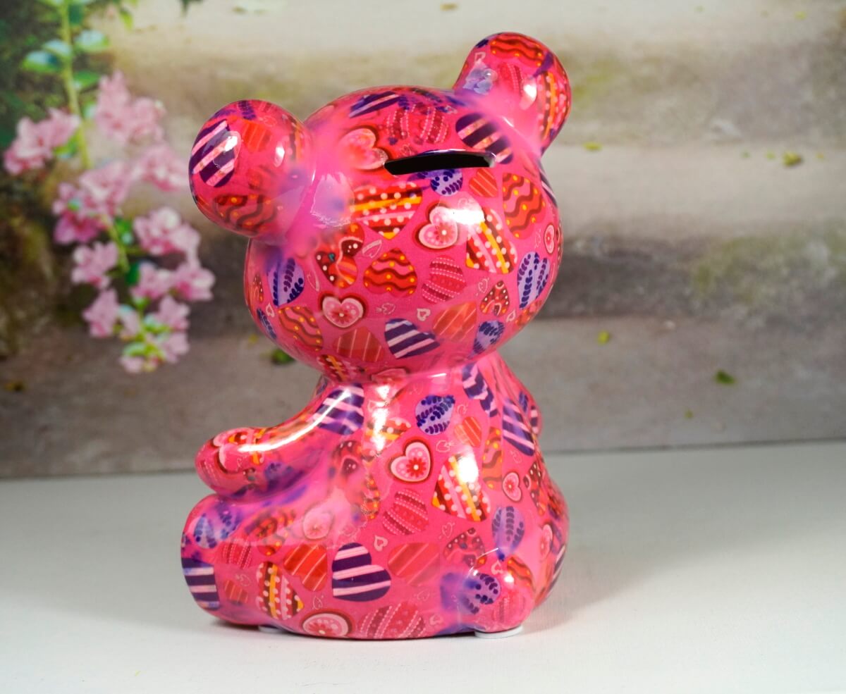 Pomme Pidou Spardose Money Bank Teddy Toto Pink Herzchen
