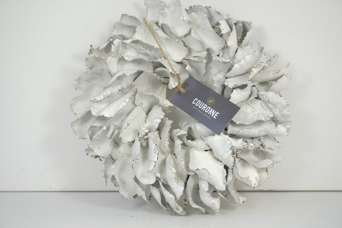 Couronne Palmkranz Naturkranz Palm Petal Wreath getrocknet White 25cm ∅