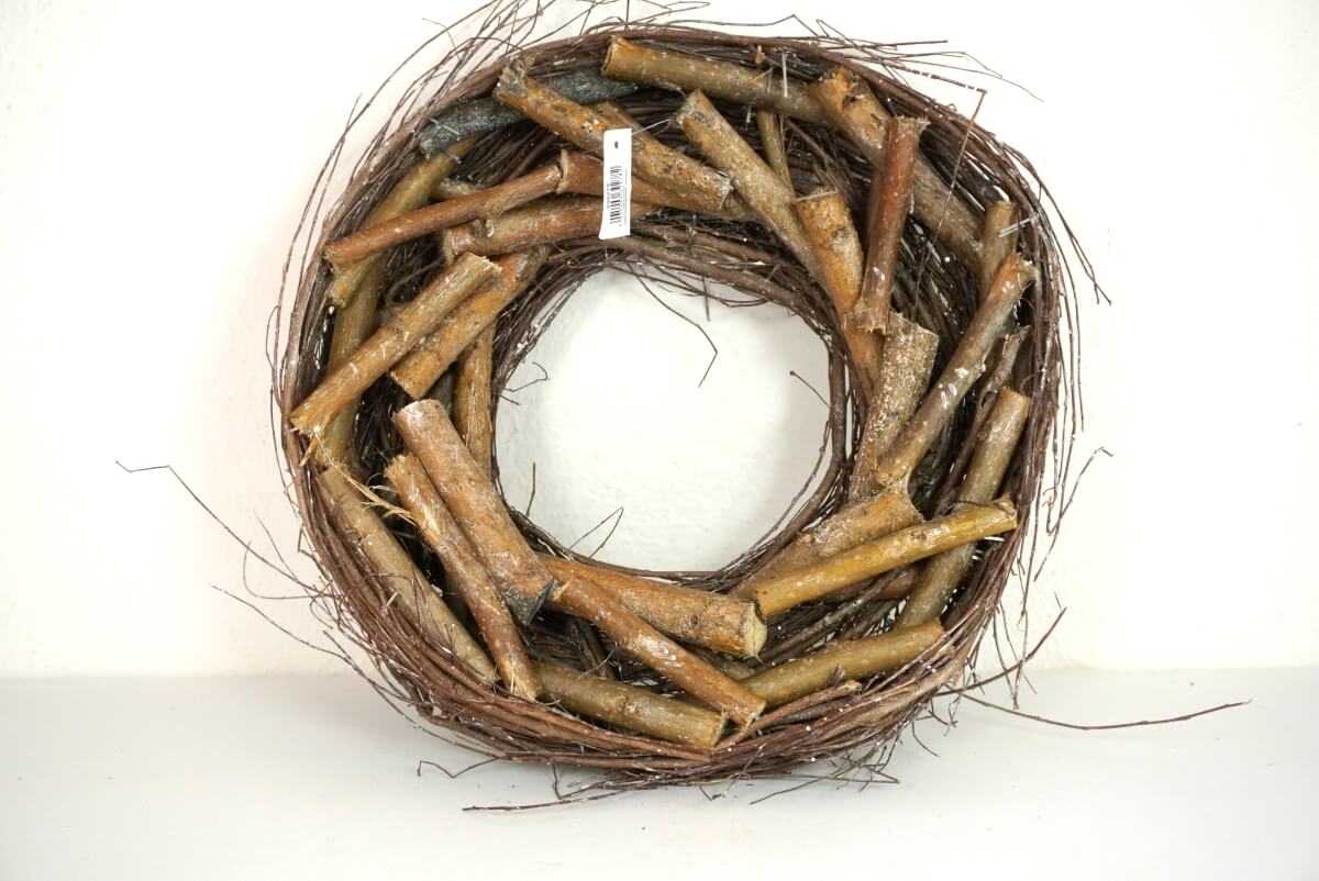 Dekokranz Naturkranz Tischkranz Willow Rattan Braun gesilbert 30cm ∅