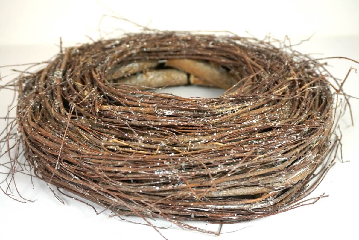 Dekokranz Naturkranz Tischkranz Willow Rattan Braun gesilbert 30cm ∅