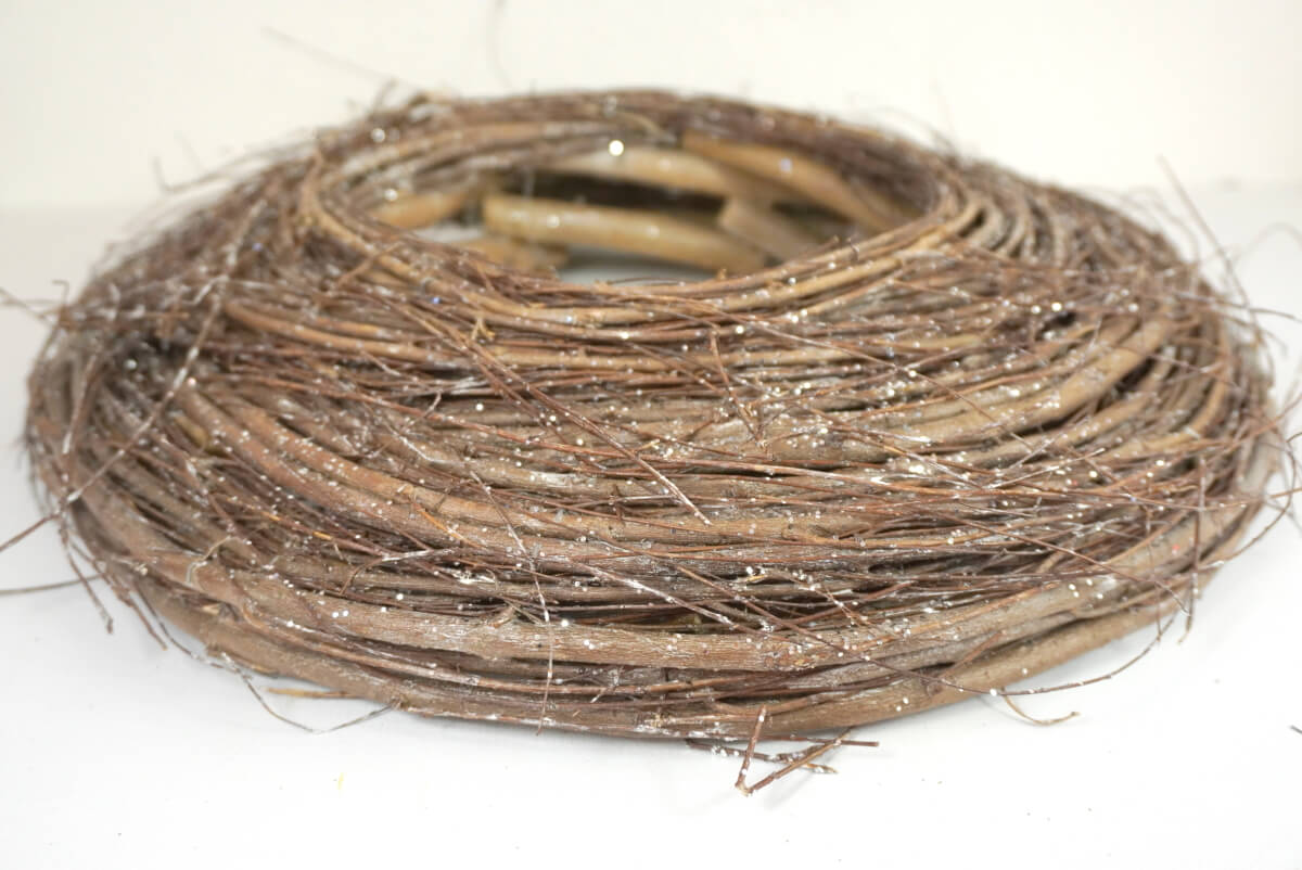 Dekokranz Naturkranz Tischkranz Willow Rattan Braun gesilbert 48cm ∅