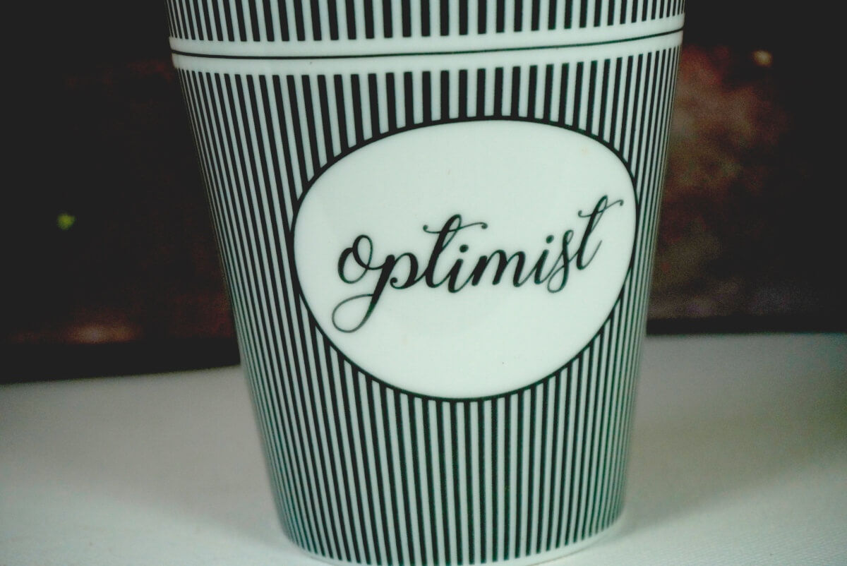 Krasilnikoff Kaffeebecher Sprüche Tasse Mug Cup Optimist