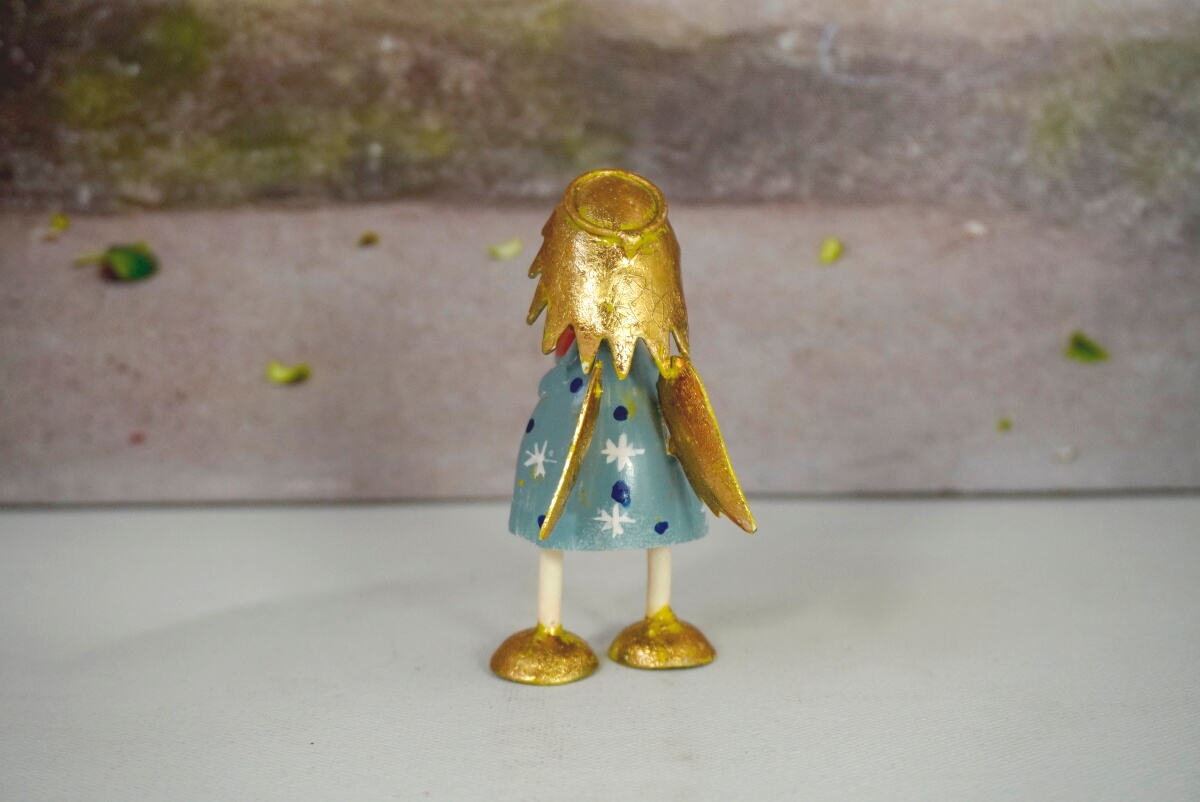 Pape Deko Figur Blechpuppe Schutzengel Lena mit Herz Grau Sternchen 8,5cm