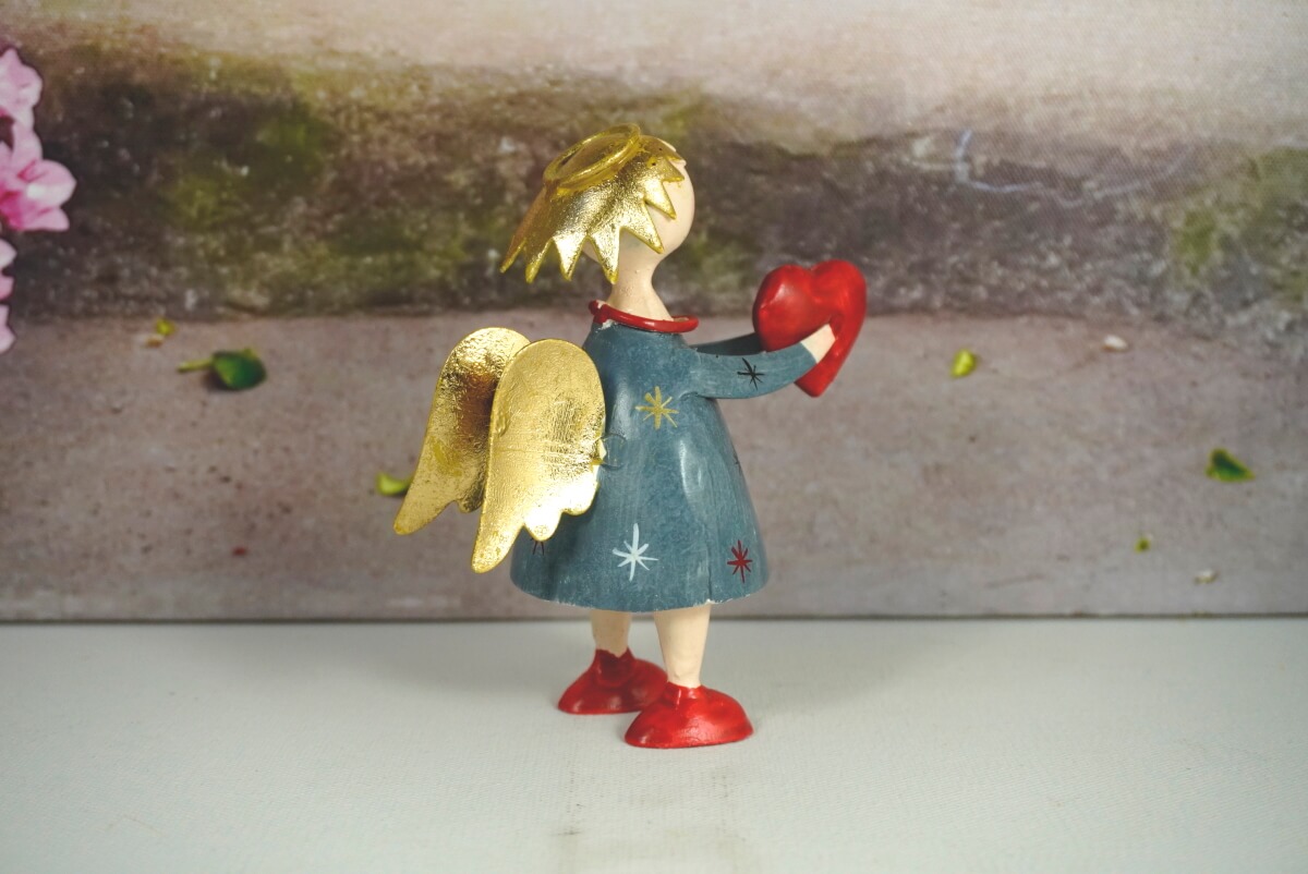 Pape Deko Figur Blechpuppe Schutzengel Lena mit Herz Sternchen 12cm