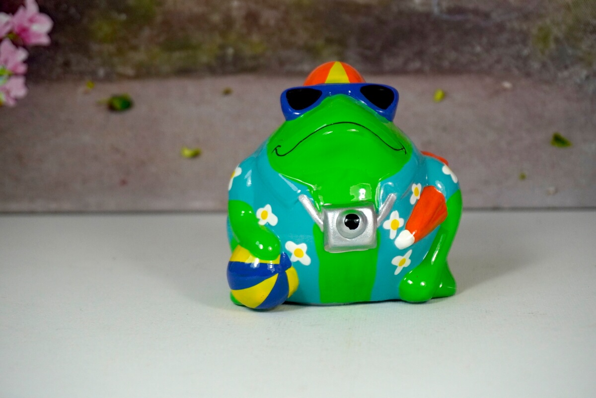 Pomme Pidou Spardose Money Bank Frosch Freddy Tourist