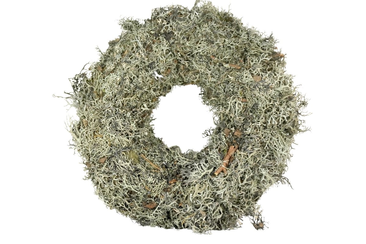 Couronne Deko Naturkranz Tischkranz Grey Moos Wreath Thick 30 cm ∅