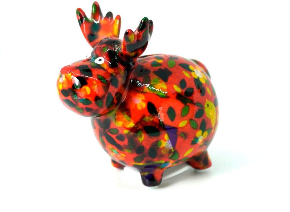 Pomme Pidou Money Bank Spardose Rentier Randolph Petit Orange Vögel