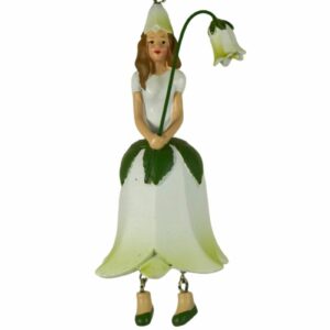 Deko Figur Blumenmädchen Glockenblumenmädchen zum Hängen Weiß