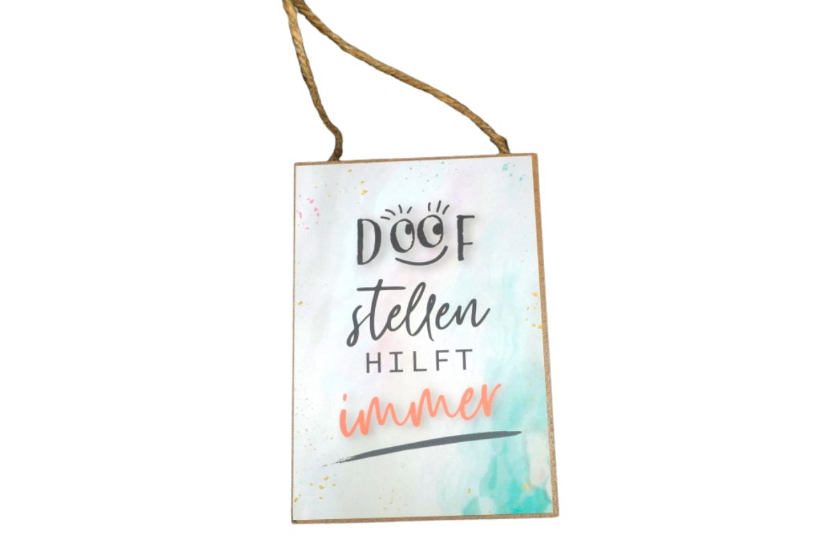 Deko Holzschild Deko Aufhänger Doof stellen Hilft immer