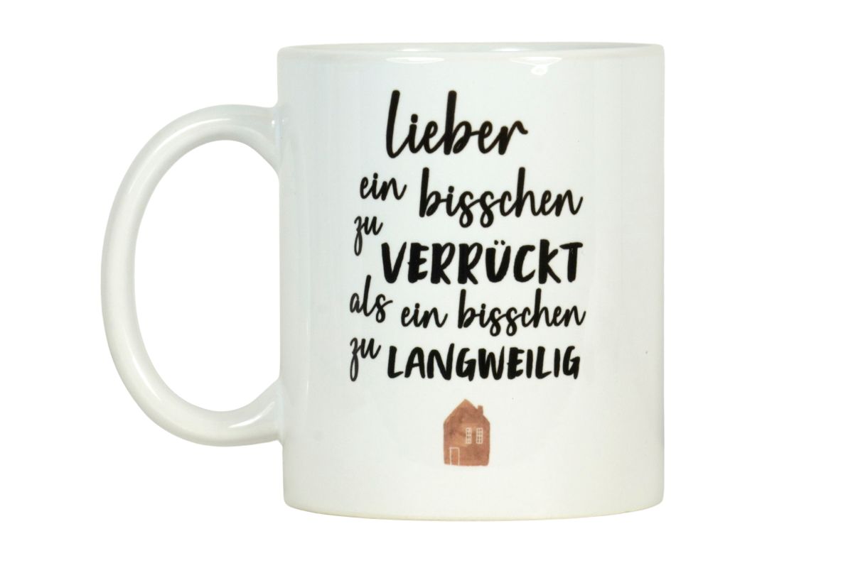 Orca Henkelbecher Lieber ein bisschen zu verrückt als ein bisschen zu langweilig