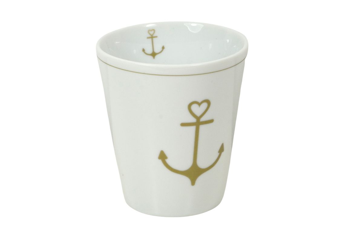 Krasilnikoff Kaffeebecher Sprüche Tasse Mug Cup Anker Gold