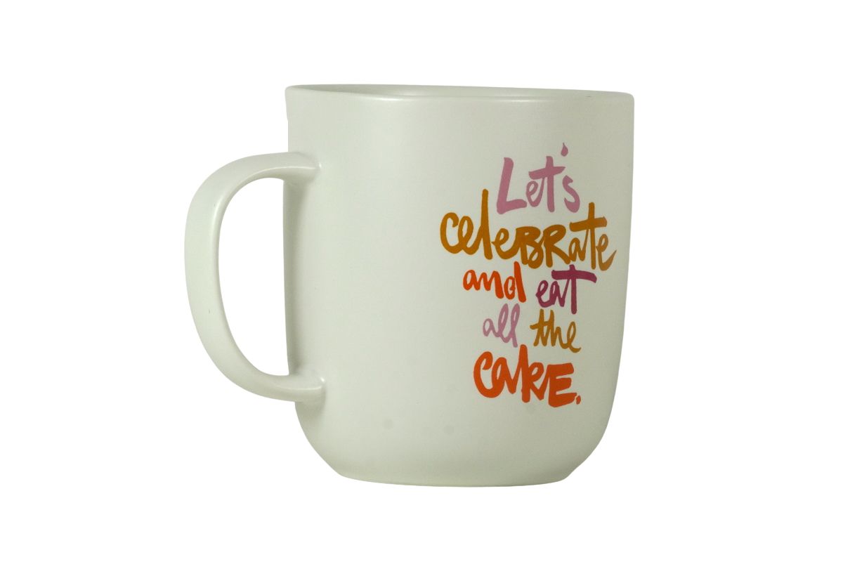 PPD Henkelbecher Kaffeebecher Mug Let`s celebrate and eat all the cake