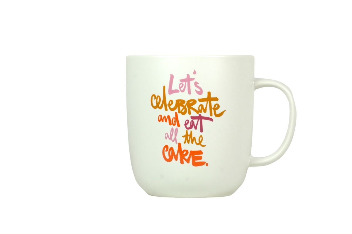 PPD Henkelbecher Kaffeebecher Mug Let`s celebrate and eat all the cake