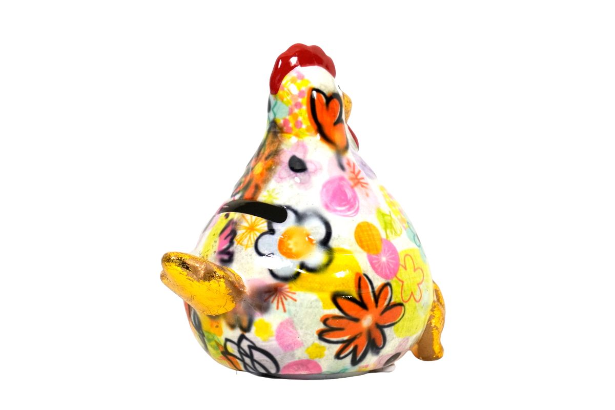 Pomme Pidou Spardose Money Bank Huhn Claire Petit Weiss Flower