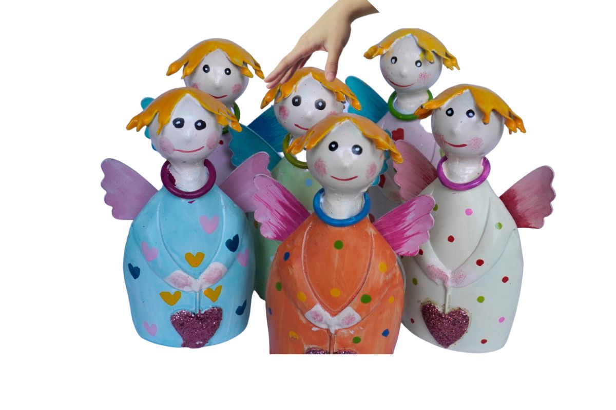 Pape Dekofiguren Schutzengel Blechfiguren mit Herz Handarbeit