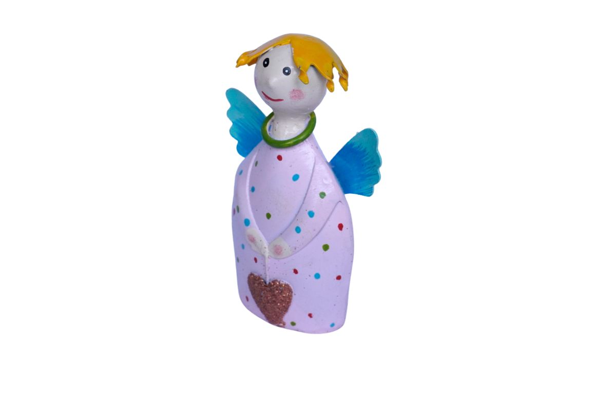 Pape Dekofigur Schutzengel Blechfigur Little Sven mit Herz Handarbeit