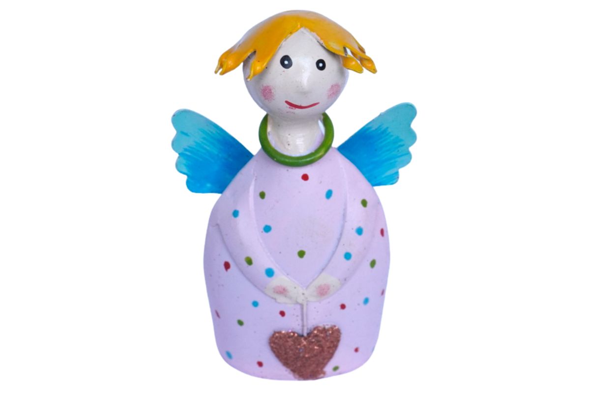 Pape Dekofigur Schutzengel Blechfigur Little Sven mit Herz Handarbeit