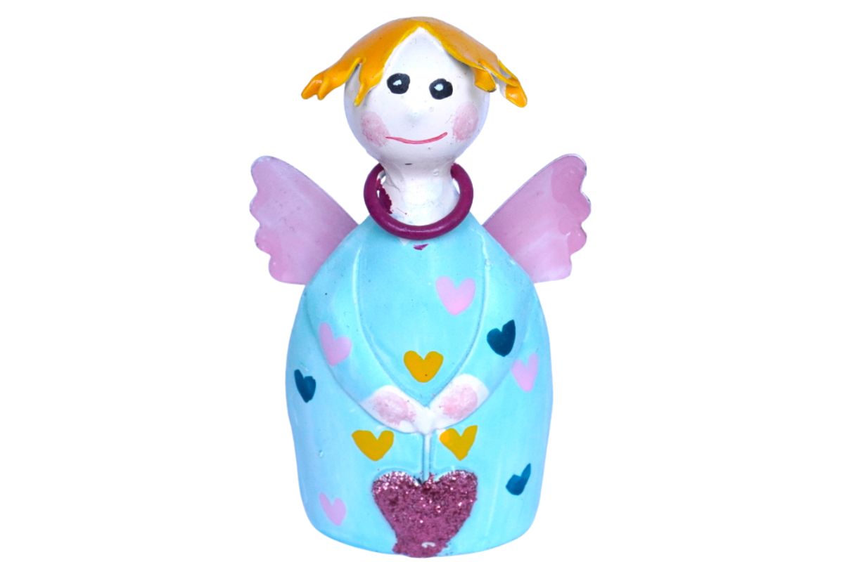 Pape Dekofigur Schutzengel Blechfigur Little Mike mit Herz Handarbeit