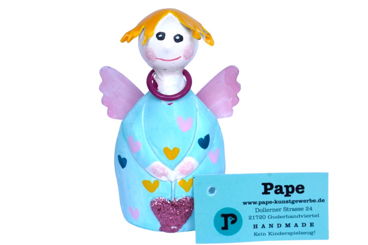Pape Dekofigur Schutzengel Blechfigur Little Mike mit Herz Handarbeit
