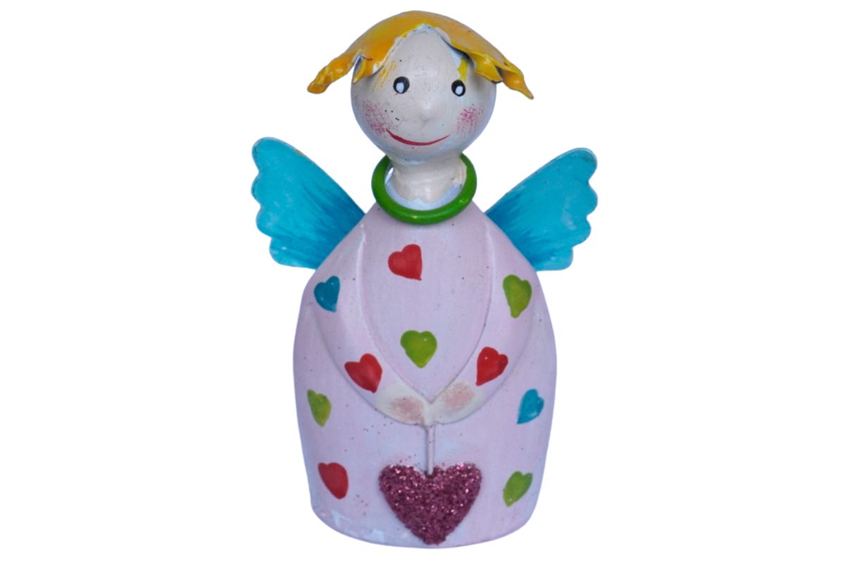 Pape Dekofigur Schutzengel Blechfigur Little Pete mit Herz Handarbeit