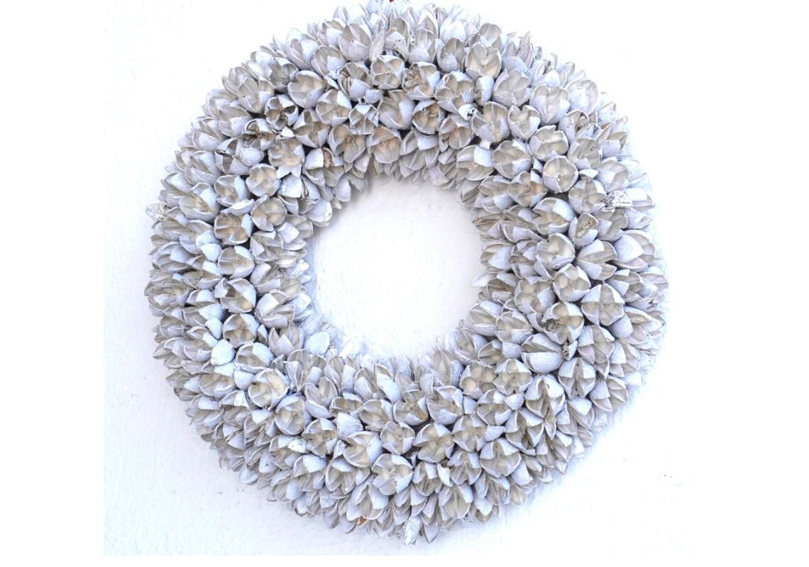 Couronne Türkranz Naturkranz Bakuli Früchte Trocken Kranz White 30 ∅