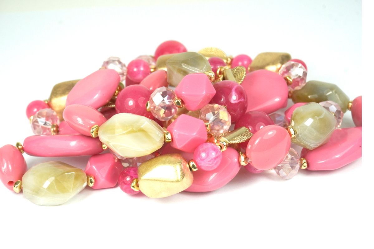 Biba Armband Perlen Mix Damen Rosa Armband Glücksbringer