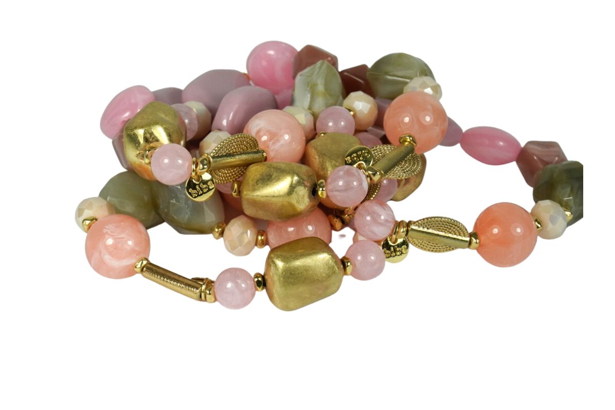 Biba Armband Perlen Mix Damen Lila Armband Glücksbringer