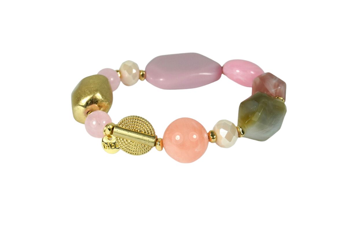 Biba Armband Perlen Mix Damen Lila Armband Glücksbringer