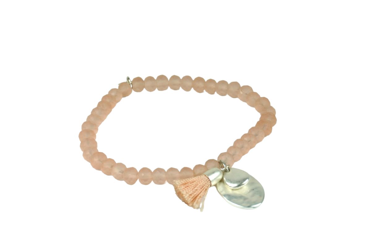 Biba Armband Crystal Matt Rose Perle Damen Armband Anhänger Silber