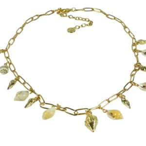 Biba Halskette Muschel Mix Damen Kette Anhänger Gold