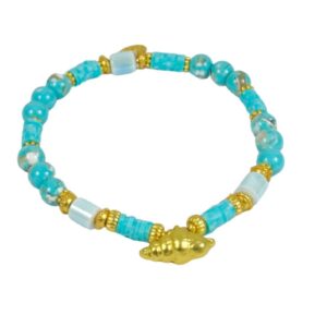 Biba Armband Gold Muschel Türkis Damen Armband Gold Anhänger