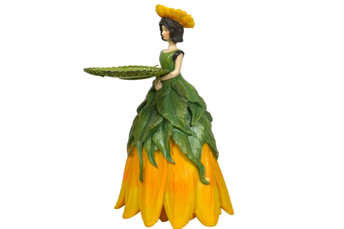 Dekofigur Teelichthalter Kerzenhalter Blumenmädchen Sonnenblumenmädchen