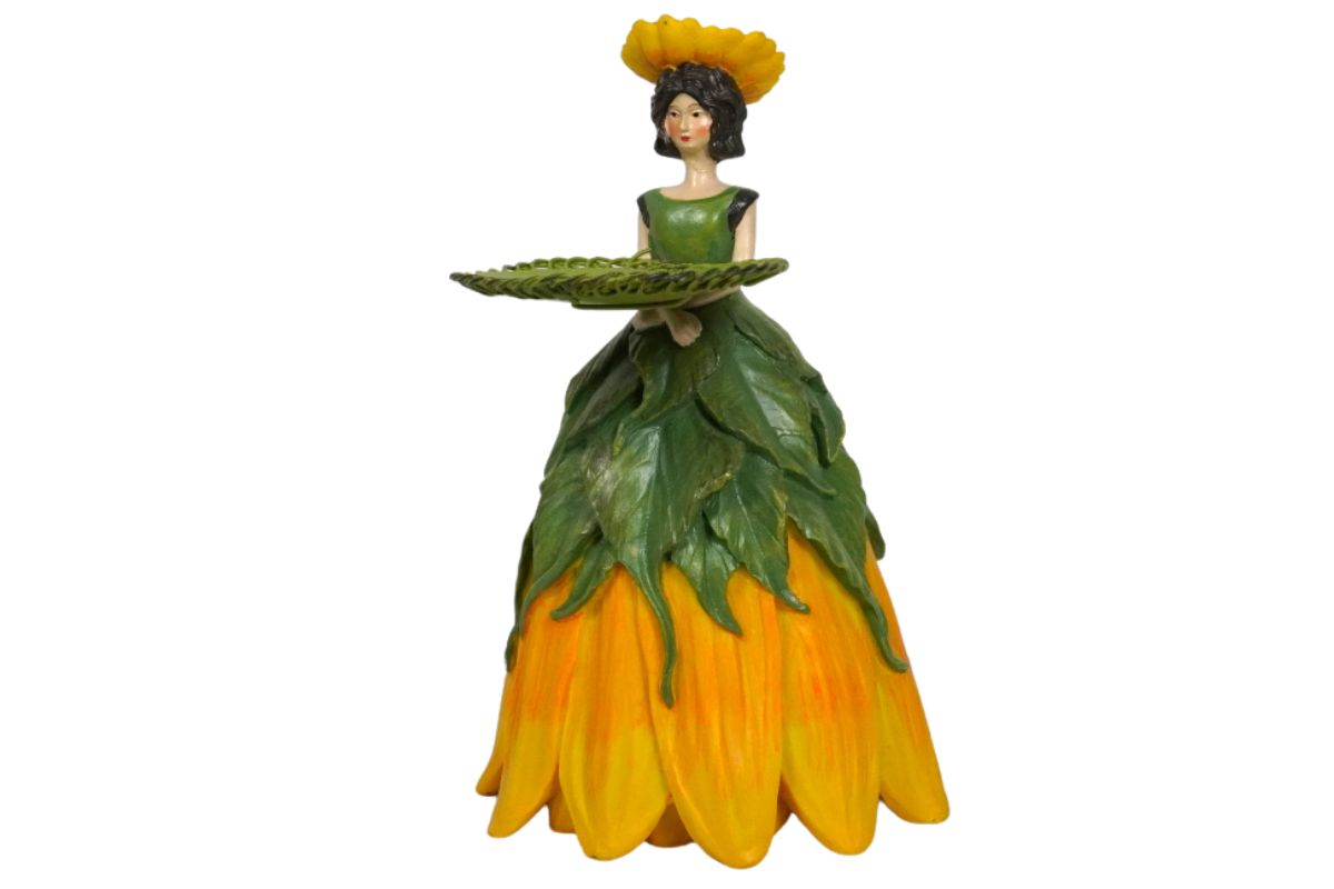 Dekofigur Teelichthalter Kerzenhalter Blumenmädchen Sonnenblumenmädchen