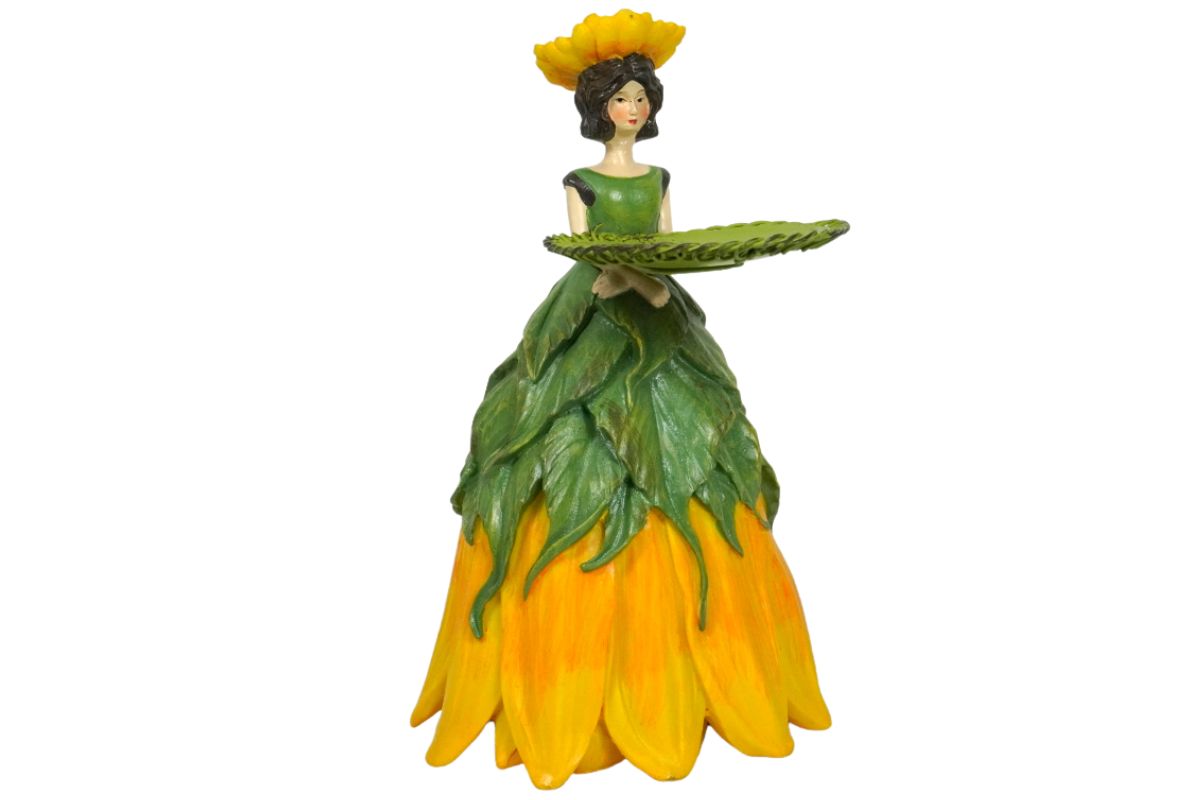 Dekofigur Teelichthalter Kerzenhalter Blumenmädchen Sonnenblumenmädchen