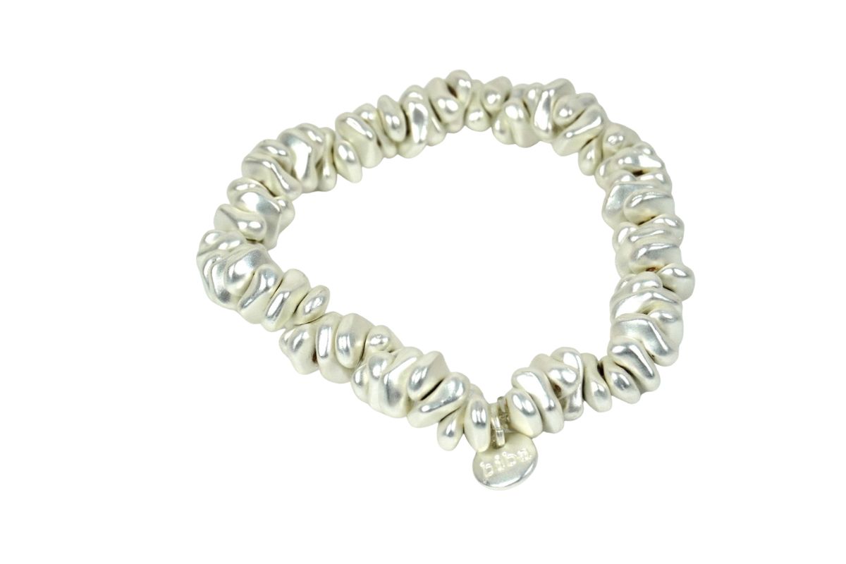 Biba Armband Silver Matt Nuggets Damen Armband Silber Anhänger