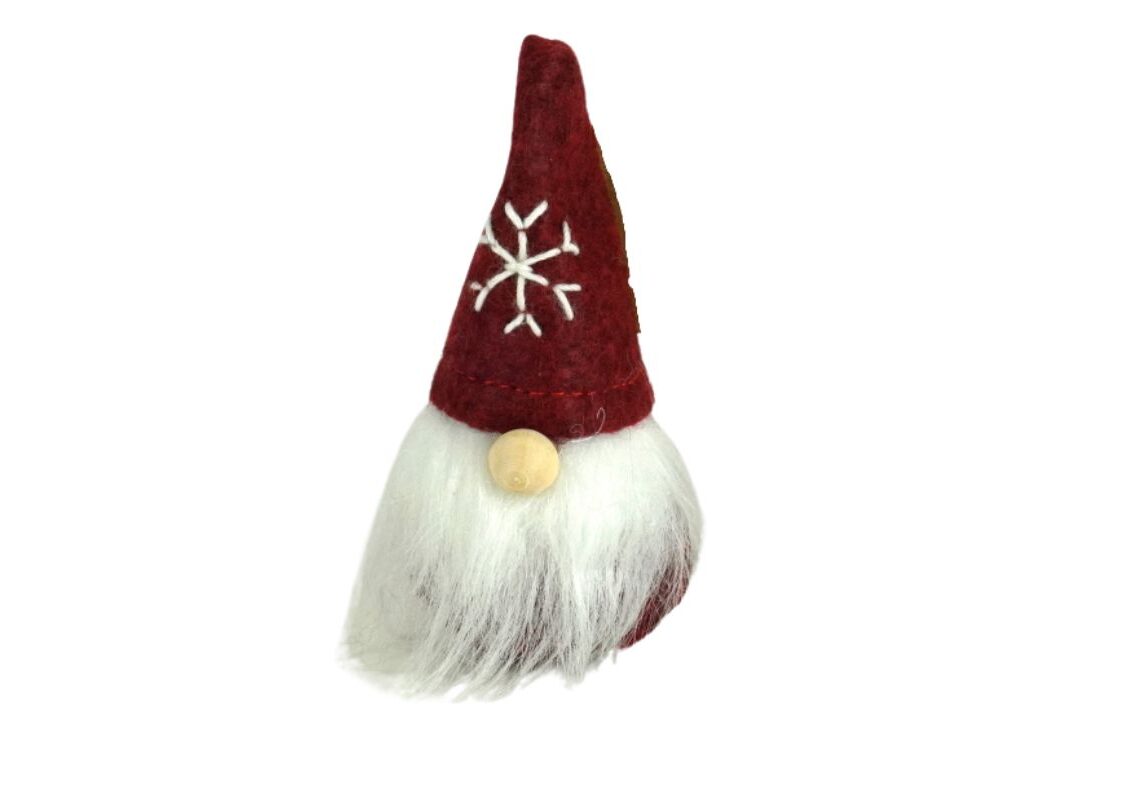 Dekofigur Deko Wichtel aus Filz Plüsch Rot Handmade