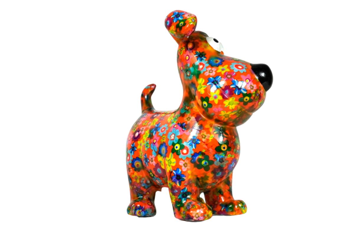 Pomme Pidou Spardose Money Bank Hugo Dog Orange Flower