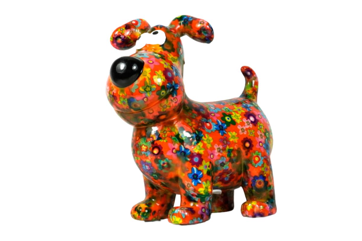 Pomme Pidou Spardose Money Bank Hugo Dog Orange Flower