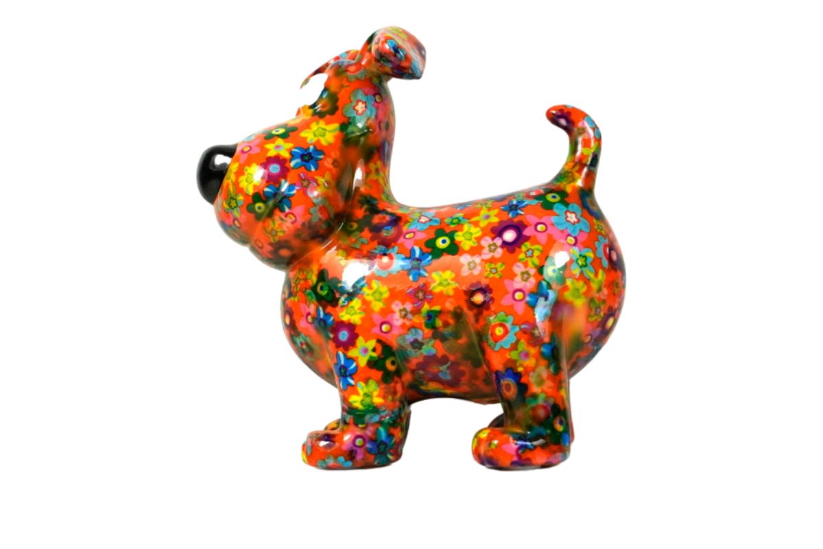 Pomme Pidou Spardose Money Bank Hugo Dog Orange Flower