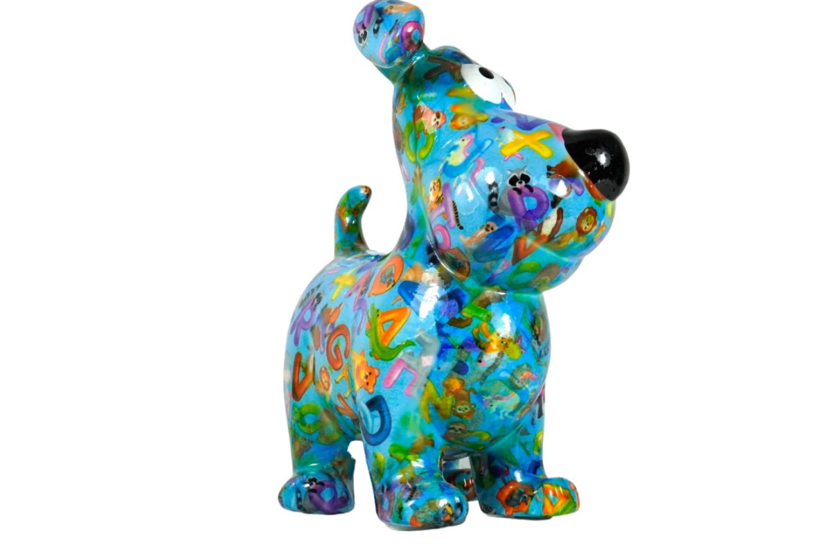 Pomme Pidou Spardose Money Bank Hugo Dog Blue ABC