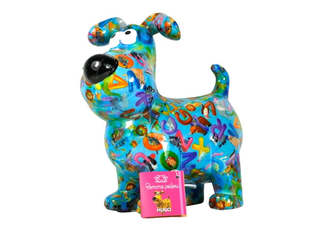 Pomme Pidou Spardose Money Bank Hugo Dog Blue ABC