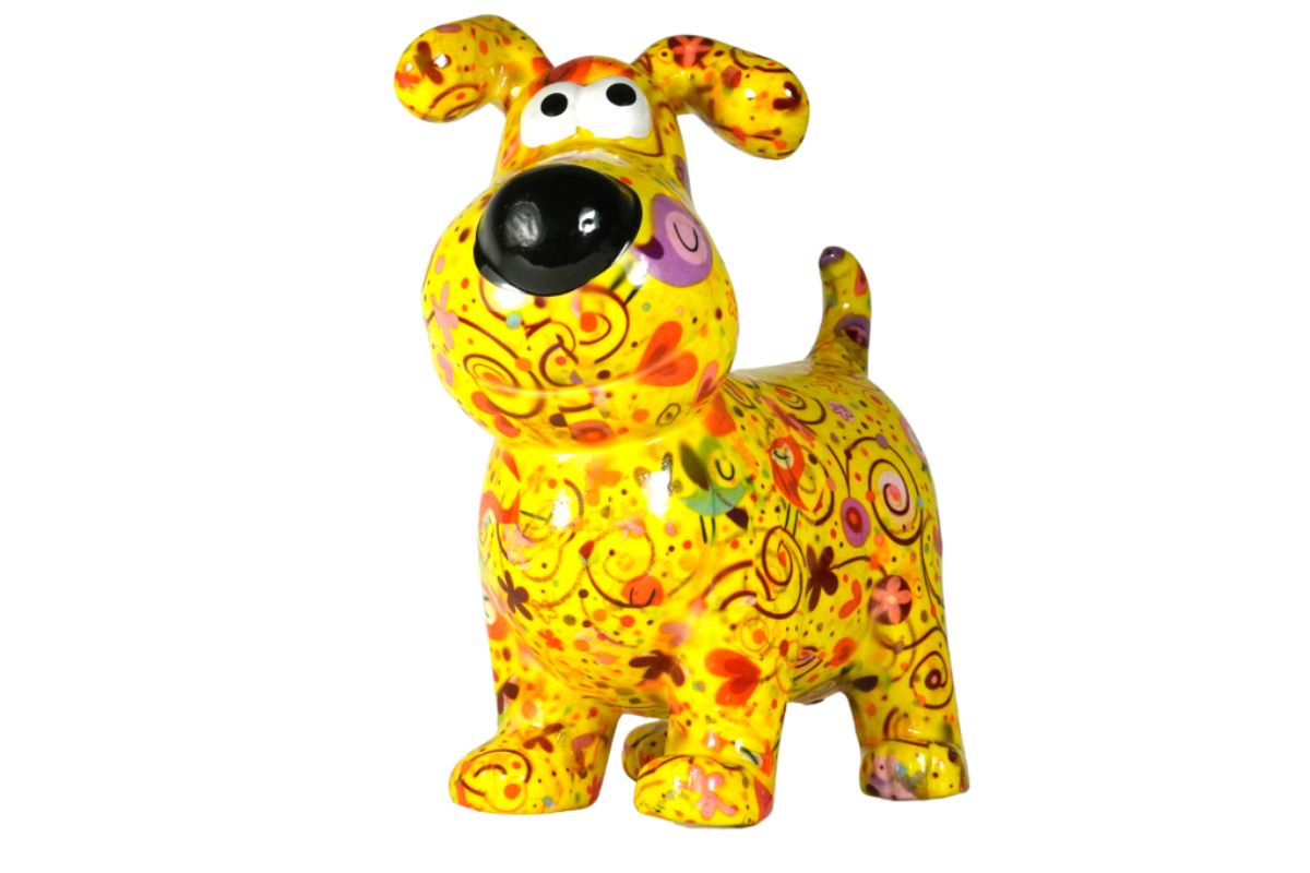 Pomme Pidou Spardose Money Bank Hugo Dog Yellow Heart
