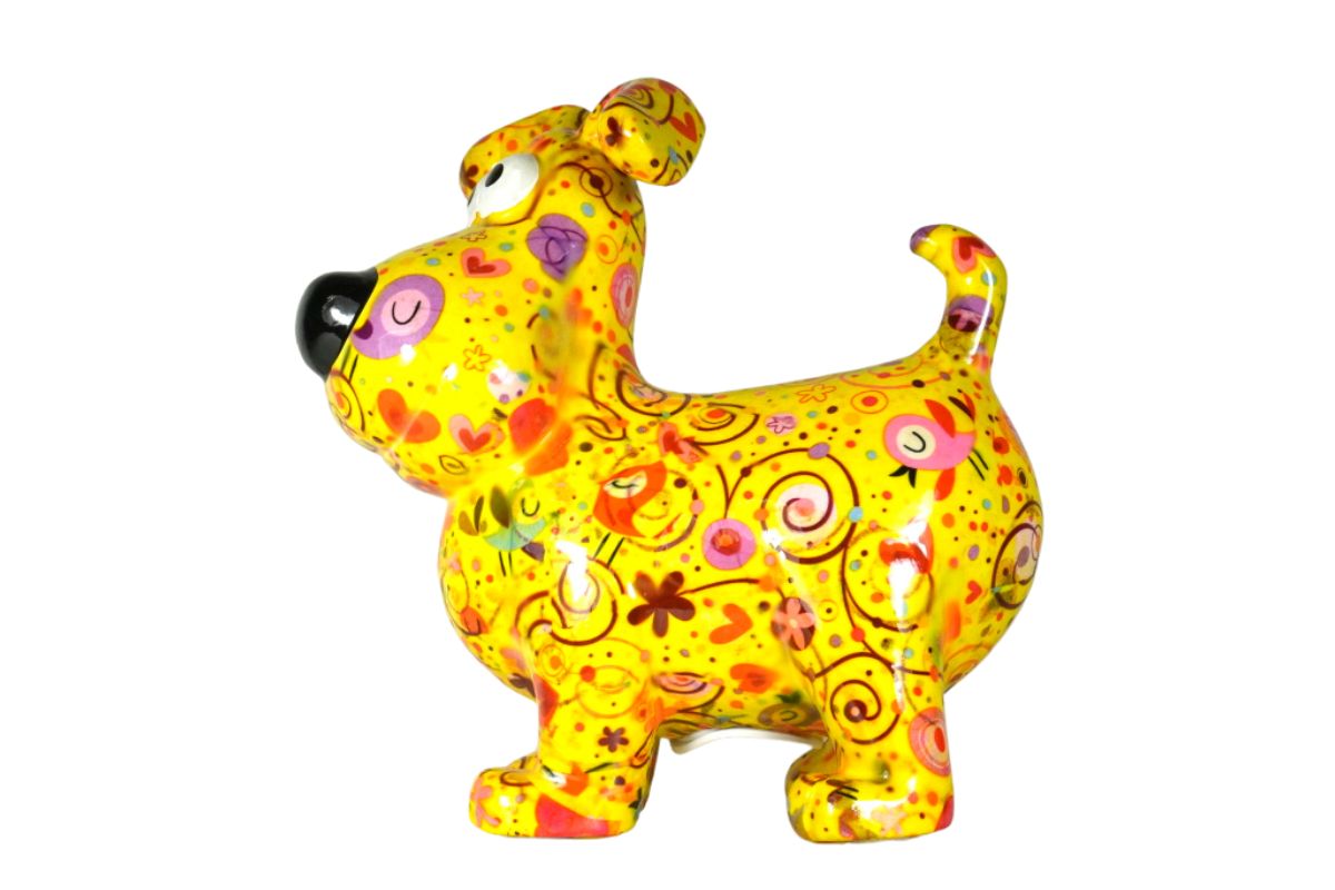 Pomme Pidou Spardose Money Bank Hugo Dog Yellow Heart